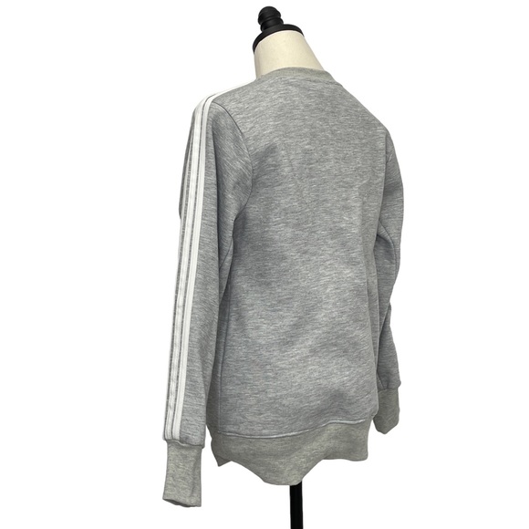 Adidas Crewneck Sweatshirt Heather Gray with White Arm Stripes and Logo Sz Med - Picture 5 of 10